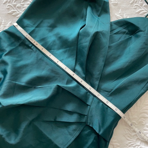 NWOT Lulus Quite Likely Dark Teal Satin Asymmetrical Midi Dress Small - Picture 13 of 14
